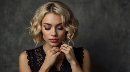 Obraz premium Elegant Woman in Thought