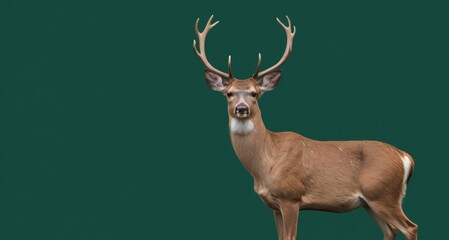 Fototapeta premium Majestic Deer on Green Background