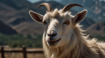 Obraz premium Sunny Mountain Goat Portrait