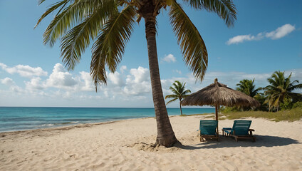 beach with palm trees