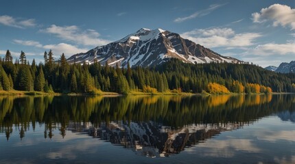 Majestic Mountain Reflected in Lake
