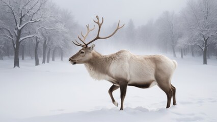 Majestic Reindeer in Snowy Landscape