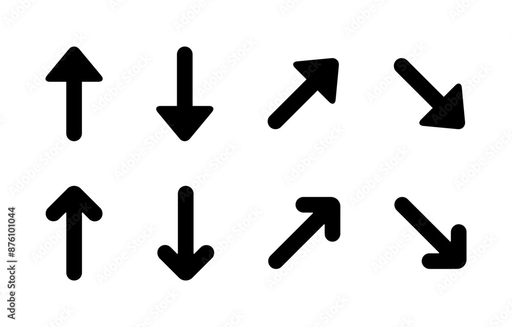 Poster up and down arrow direction icon set in generic style. upward and downward sign symbol