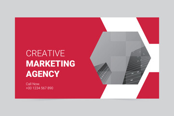 Red modern marketing agency cover template