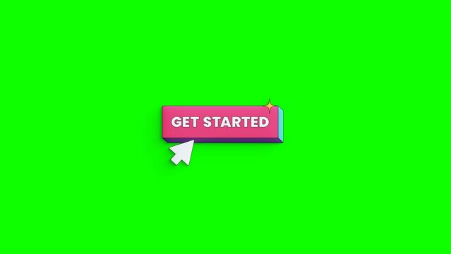 Get started button animation. Loop video. Alpha channel, 4k, 60fps. Call To Action Button