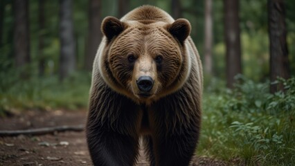 Fototapeta premium Majestic Brown Bear in Forest