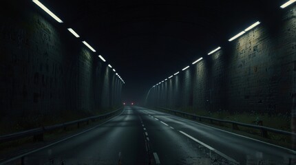 Illuminated Highway Tunnel Nightscape