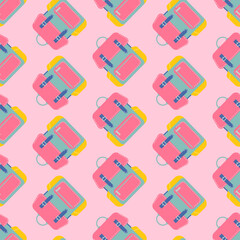 backpack seamless pattern, back to school element, school stationery design