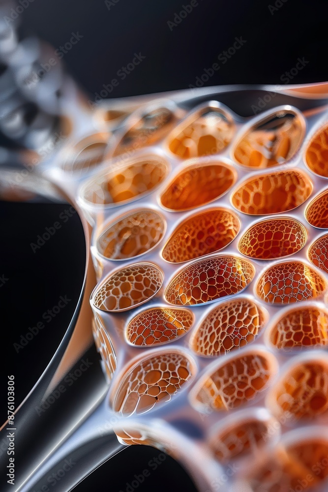 Poster close-up of intricate honeycomb pattern with golden geometric cells, creating a visually striking ab