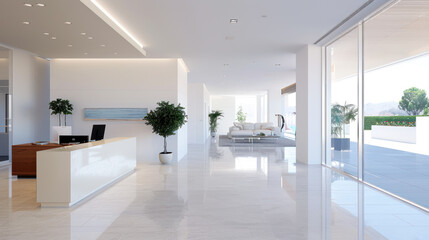 Obraz premium Potted plant at modern office with natural light for comfortable work