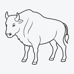 Majestic Bison Line Art Vector - Stunning Wildlife Illustration