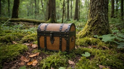 Fototapeta premium Forgotten Treasure Chest in Forest