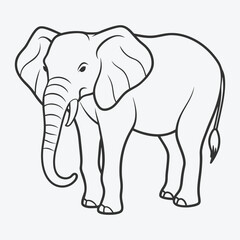 Stunning Elephant Line Art Vector - High-Quality Detailed Illustration