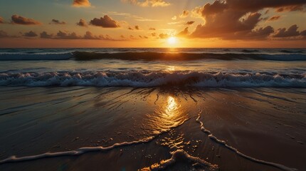 Golden Sunset on Ocean Shore