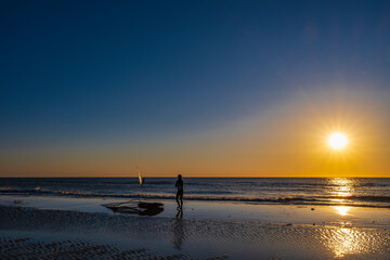 A fantastically beautiful sunset over the North Sea on the beach in Bergen aan Zee NL