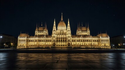 Fototapeta premium Illuminated Night View of Parliament