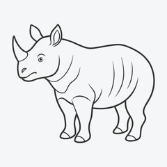 Stunning Rhinoceros Line Art Vector - Perfect for Creative Designs and Illustrations