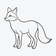 Elegant Fox Line Art Vector - Intricate and Detailed Wildlife Illustration