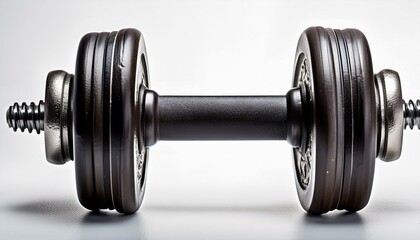Fototapeta premium Metal dumbbell isolated on white. Sports equipment 