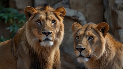 Obraz premium Majestic Lions in Natural Habitat