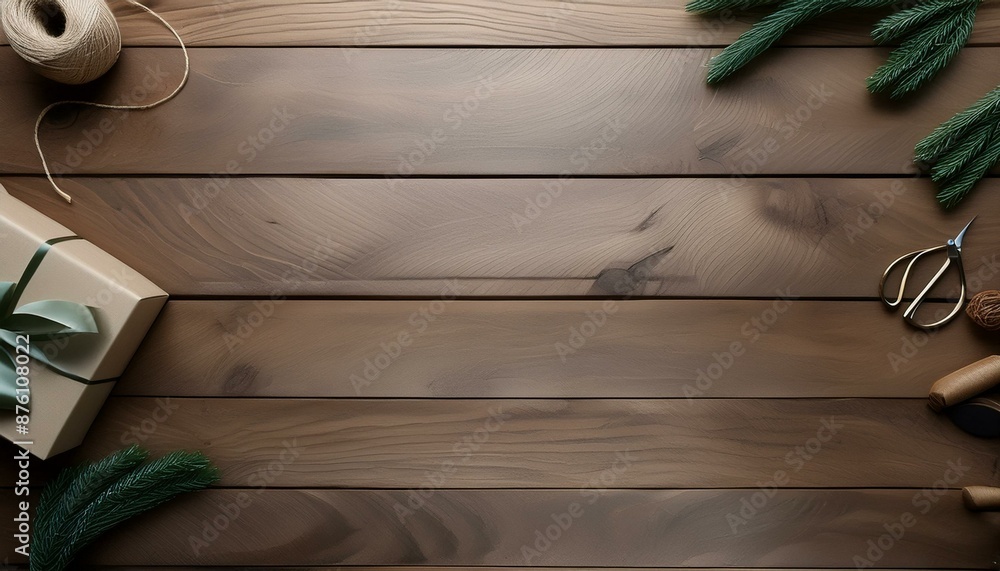 Poster Surface of natural wood as background, top view 