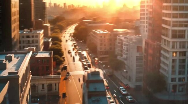 Soar above a bustling city during daylight hours