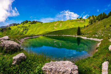 reutte, tyrol, mountains, alps, green, lake, landscape, nature, mountain view, alpine, clouds
