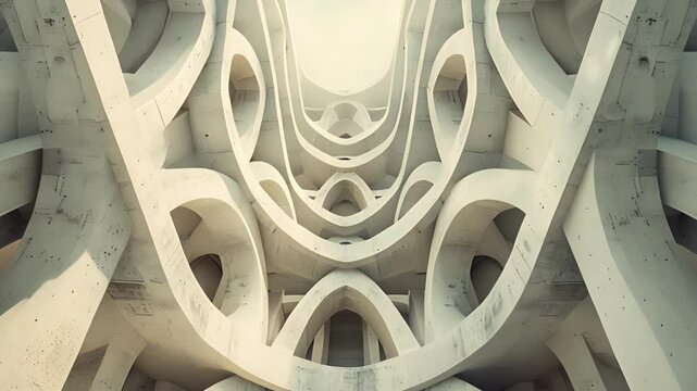 A maze of overlapping arches twists and turns in a puzzling design.