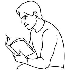 A man read a book vector art illustration