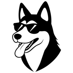 Siberian husky vector art illustration