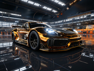 Obraz premium Brand-less generic concept car in a factory