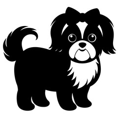 Black and white puppy vector art illustration
