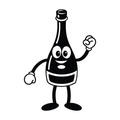 Champagne funny bottle vector art illustration
