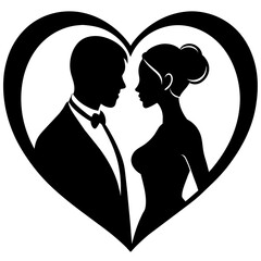 Couple silhouette vector art illustration