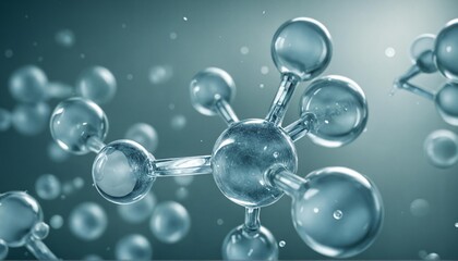 Microscopic view of molecular structures in medical research, chemical bonds and atomic models in science