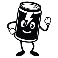Energy drink funny cartoon vector art illustration