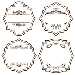 Vintage label design with monograms and frames