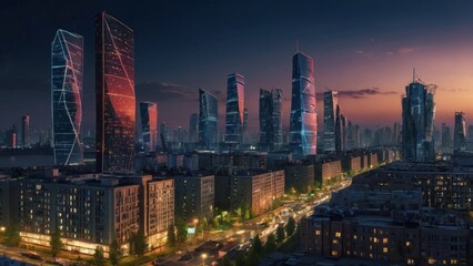 Obraz premium Modern Cityscape at Sunset