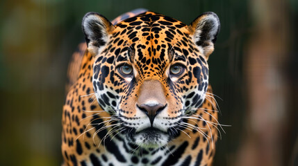 A jaguar, Panthera onca, in the rainforest.