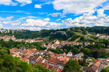 Fototapeta premium View of the old town of Fribourg, Switzerland