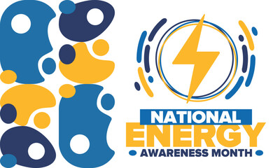 Obraz premium National Energy Awareness Month in October. Optimization and management of energy consumption. The introduction of advanced technology, encourage the use of renewable energy. Energy security. Vector