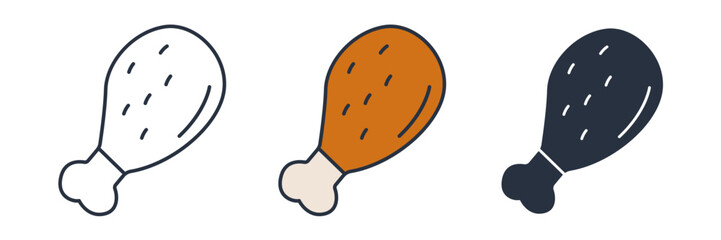 cooked chicken drumstick Icon symbol vector illustration isolated on white background