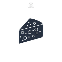 wedge of cheese with holes Icon symbol vector illustration isolated on white background