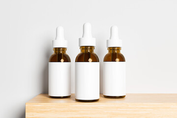 Dropper bottle with blank white label for mockup