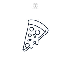 pizza slice with pepperoni and cheese Icon symbol vector illustration isolated on white background