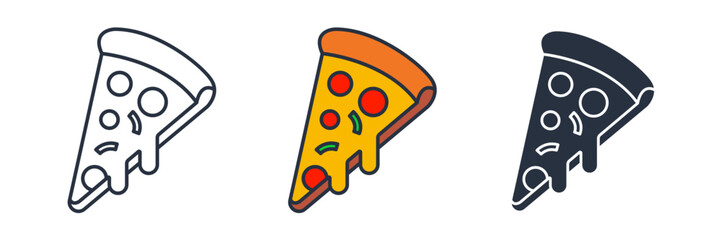 pizza slice with pepperoni and cheese Icon symbol vector illustration isolated on white background