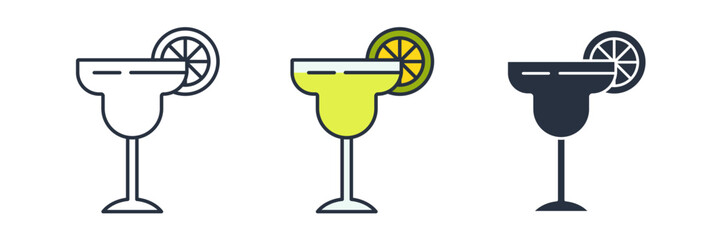 margarita glass with a slice of lime Icon symbol vector illustration isolated on white background