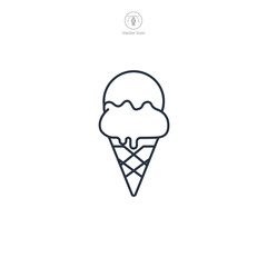 ice cream cone Icon symbol vector illustration isolated on white background