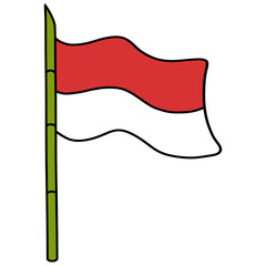 Flag of Indonesia with Sharpened Bamboo Illustration