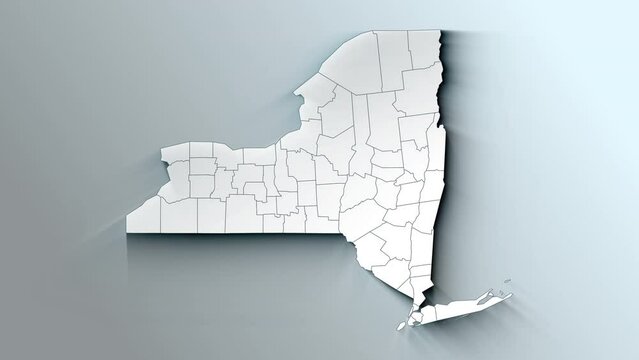 Modern Dynamic White Map of New York with Counties